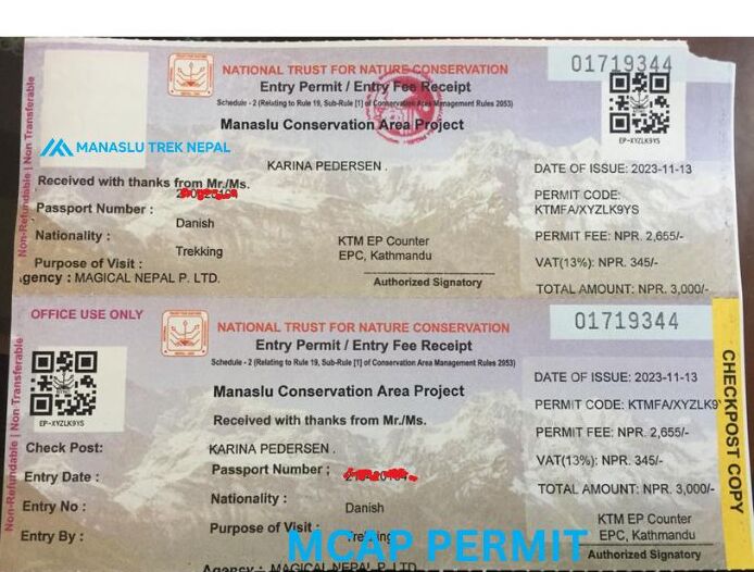 MCAP permit Manaslu
